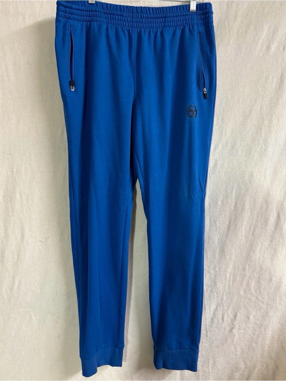 Sergio Tacchini Men’s XL Blue Joggers Sweatpants Zip Pockets Drawstring Cuffed